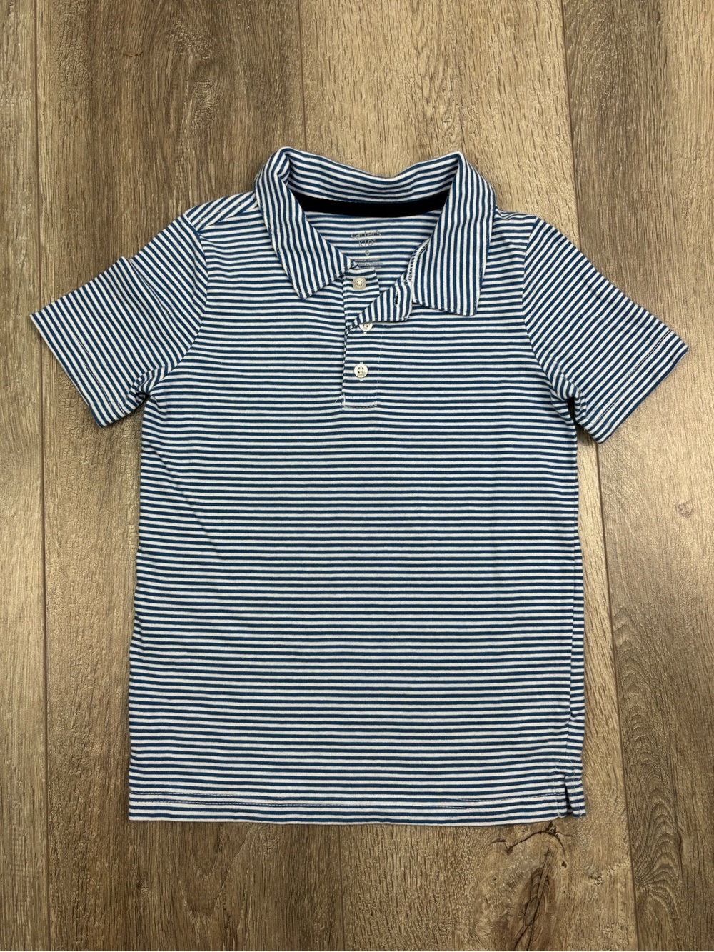 Carter’s Striped Polo Shirt Size 6 Blue White Stripes - Picture 2 of 8
